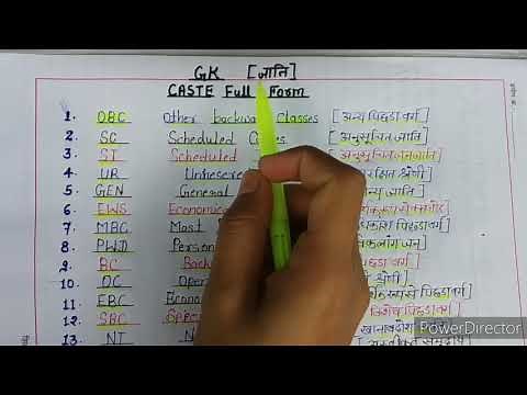 Caste Full Form OBC, SC, ST, BC, UR, GEN, EWS, MBC, PWD, OC,EBC, SBC, NT,DNC VJ Full FORM KL Study.