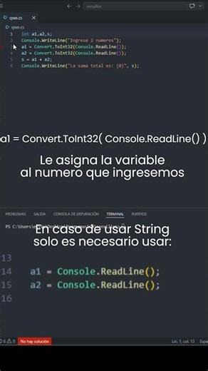 Como Crear un programa que sume dos numeros en C# #programming #informatica #vscode