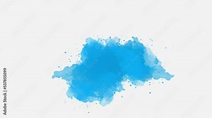 Blue ink drops splatter spilling transition. ink slow motion transition reveal animation. Ink brush stroke transition. Ink splash. Abstract inkblot, splat, fluid art, overlay, alpha matte.