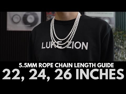 5.5mm Diamond Cut Rope Chain Length | How 22″, 24″ & 26″ Chains Fit on Men