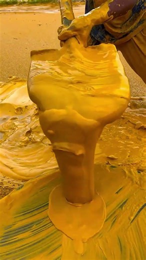 Gold Rush ASMR: Mixing Thick Yellow Paint & Mining Gems 🍯✨