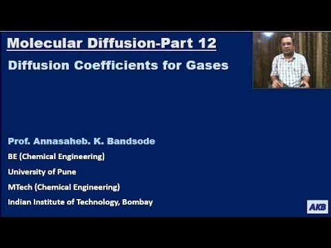 Molecular diffusion in fluids Part 12: Estimation of Diffusion Coefficients for Gases.