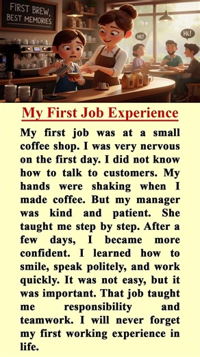 ☕ My First Job Experience | Easy English Reading