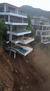 A luxury villa complex couldn’t withstand the landslide and began to collapse. Fortunately, everyone was evacuated in time, but it’s clear — nothing will ever be built on this site again | The Black Wolf Team