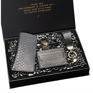 Handmade Gift Set – Real Python Leather Accessories - Black