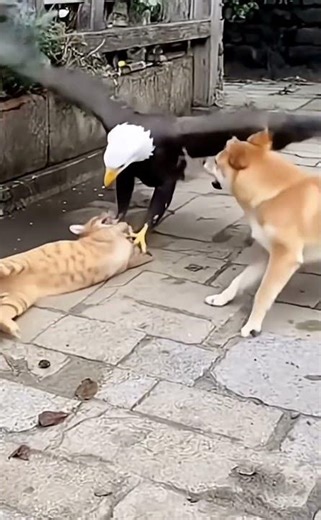 Dog vs Eagle Saving the Cat!