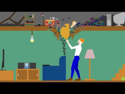 【Algodoo】Mouse stuck in a hole that got fat｜穴にハマって太ってしまったマウス