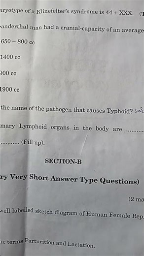 zoology/previous year paper #class 12th