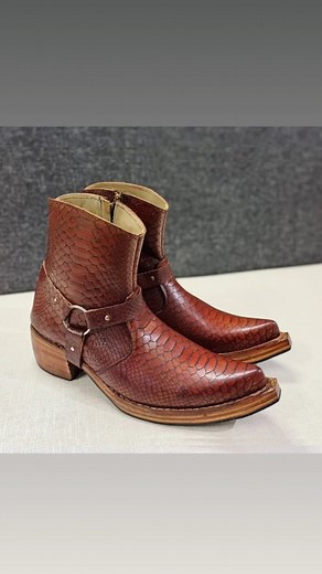 Brogan Boots on Instagram: "Python Print Pointed Boots in tan color #harleydavidson #beinghuman #beingsalmankhan #broganboots"