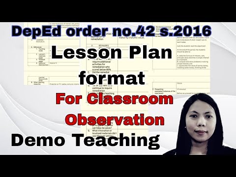 Lesson Plan Format | DepEd Order no. 42 s. 2016 | CO format | Demo Teaching