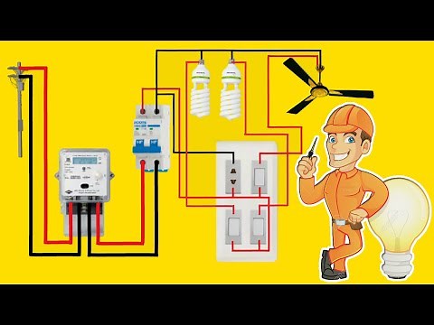 house wiring single phase energy meter with light fan connection