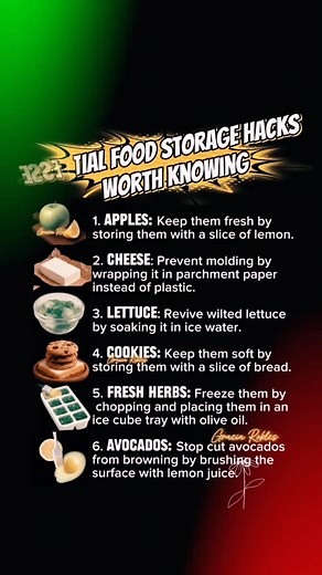 🥑 Stop throwing away perfectly good food! These 6 simple storage hacks will keep your apples crisp, your herbs green, and your avocados from browning. #FoodHacks #LifeHacks #KitchenHacks #SaveMoney #FoodTips #FoodStorage #ProduceStorage #MealPrepTips #AvocadoHack #KitchenSecrets #Zerowastekitchen #InstaFood #ReelsHack #ExplorePage #DidYouKnow #usa #fbreelsfypシ゚ | Gracia Robles