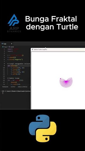 Membuat Bunga Fraktal dengan Turtle dengan Python. #python