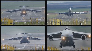 C-17 Globemaster III vs C-5 Galaxy vs B747-8F vs Antonov An-124 Takeoffs
