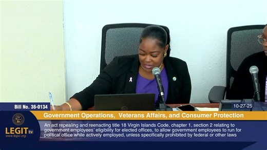 Bill No. 36-0134: An act repealing and reenacting title 18 Virgin Islands Code, chapter 1, section 2 relating to government employees’ eligibility for elected offices, to allow government employees to run for political office while actively employed, unless specifically prohibited by federal or other laws | VI 340 Comics