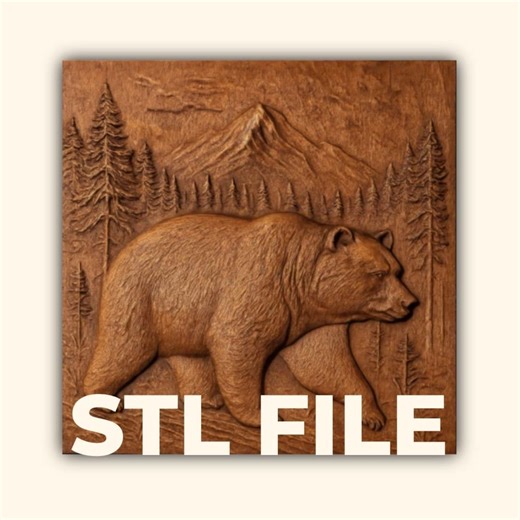Bear in Forest STL File – Woodland Wildlife Scene Relief Cut Design for CNC & 3D Printing | Commercial Use | Digital Download - Etsy