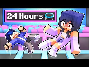 TRAPPED OVERNIGHT on a TRAPOLINE In Minecraft!