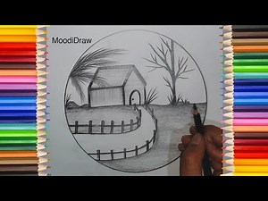 Drawing a Beautiful Farm Landscape with Only a Black Pencil ✏️🌾 | Step-by-Step Sketch Tutorial