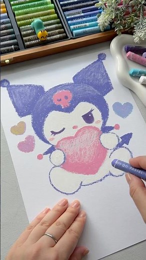 How to draw Kuromi holding a heart 💜 #illustration #Sanrio