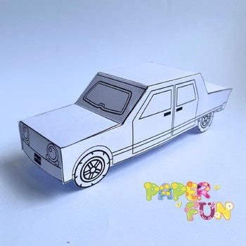 3D Paper Car Craft Template | Cut and Paste Vehicle Activity | Car Craft