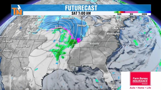 I'm tracking two storms over the next 5 days. They both produce rain where we could see upwards of an inch or so by Wednesday morning. But, the 2nd storm has the potential of producing a wintry mix. The details are unknown for now, but I'll be diving into a lot more of those details this upcoming weekend. Farm Bureau Insurance of Tennessee When it comes to the work we do, it’s our people who truly make the difference. Farm Bureau Insurance of Tennessee is here to help you with all your auto, hom