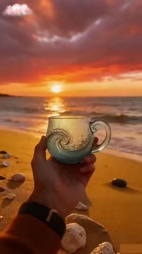  Bring the Ocean to Your Table — Handblown Sea Wave Mug Sip in style...