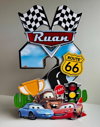 Cars Birthday Centerpiece Number 3D - Lightning Mcqueen Table Decoration - Route 66 Party Decor - Personalized Disney Cars Party Prop - Etsy