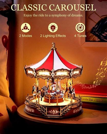 DIY Classic Carousel Music Boxes 3D Wooden Carousel Puzzle Kit | LED Musical Nostalgia Carnival Model DIY Craft Xmas Gifts for Adults / Kids - Etsy Australia