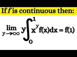 If f is continuous, then:\lim_{y \to \infty} \ y \int_0^1 x^... | Filo