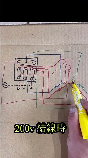 口出し線9本のＹＹモーター内部結線図 200／400兼用電動機