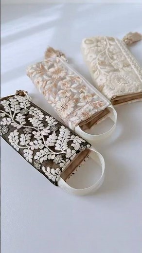 #ハンドメイド #薬ポーチ#chee_handmade #インド刺繍リボン #ブーケアコーディオン
