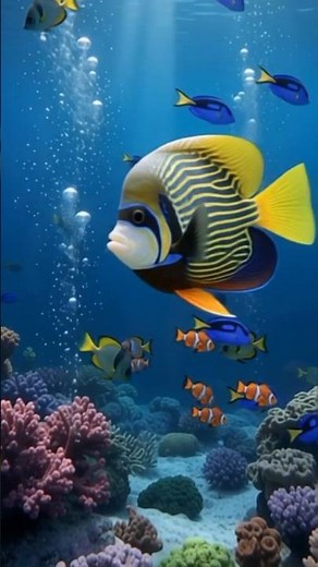 Big Fish Underwater Scene | Small Fish Swimming Up & Down | Relaxing Aquarium Animation