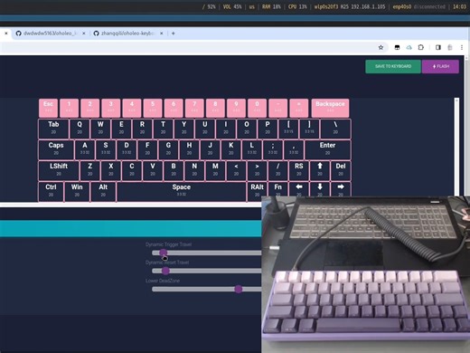 OHOLEO KEYBOARD开源磁轴方案+蜂鸣器电磁阀