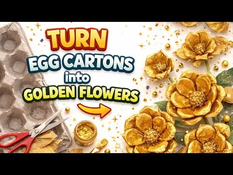 Turn Egg Cartons Into Golden Flowers| Easy DIY Ideas