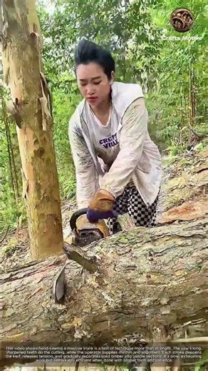 Cutting a HUGE Tree Trunk By Hand with a Manual Saw: Hard Work for Firewood!