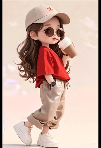 Cute Cartoon Girl Animation | Adorable AI Character in Stylish Outfits 💛" #animatedcartoon