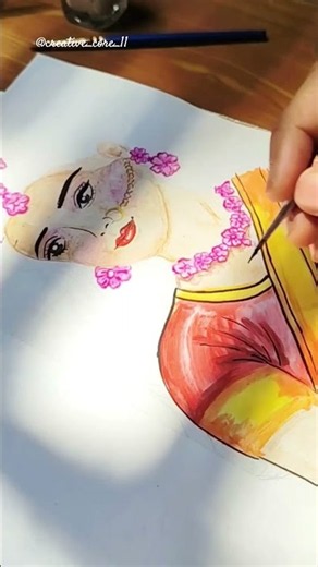Radha Ji Painting 🎨 | Part 2 💫(Krishna Ji Coming in Part 3) #drawing #radhakrishna #shorts #trending