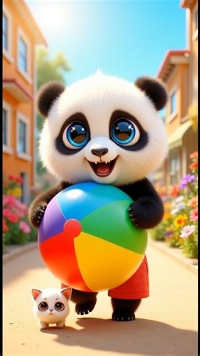 Beach Ball Swallows Panda & Kitty and Floats Them to Candy Island! 🏖️🏐🍬