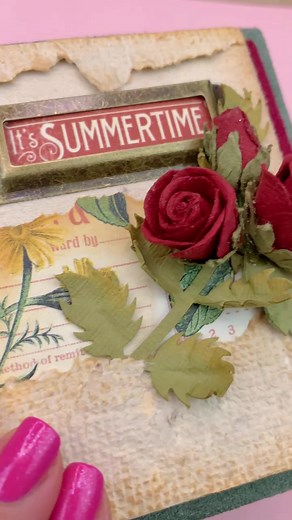 "Like many of you, I have a lot of leftover paper scraps that can't be used for cards or scrapbooking. Either they're too small or their shape is irregular. What I do with those is recycle them and use for handmade notebooks. Recycled paper gives projects a special vintage touch and it has amazing texture. I've used it to create stiched notebooks that are a part of miniature photo album featuring Time to Flourish Deluxe Collector’s Edition. " ~ NJ Paper Crafts. Graphic 45 Supply List: – Time to 