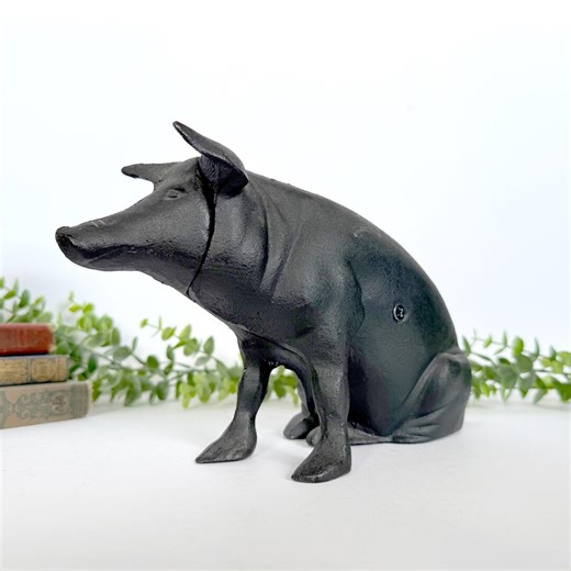 Vintage Cast Iron Pig Coin Piggy Bank Rustic Americana - Etsy