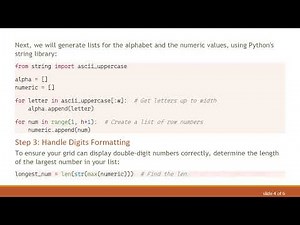 Create a Dynamic Alphanumeric Grid in Python for Any Size