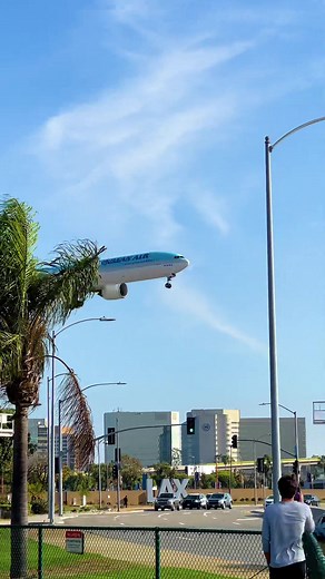 KOREAN AIR BOEING 777-300ER LANDING AT LOS ANGELES INT AIRPORT #fyp #la #losangeles #laxairport #planespotting #planespotter #planespotters #aviation #pilot #flightattendant #cabincrew #boeing #boeinglovers #boeing777 #koreanairlines @captainnvd