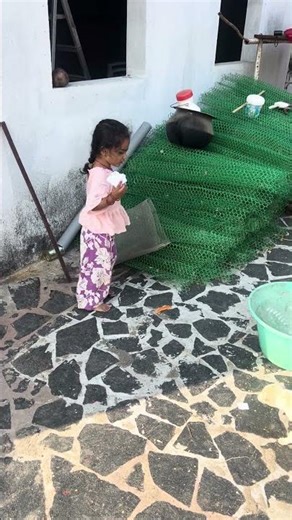 Cleaning 🧹 #job at #house #village #funny #cutebaby