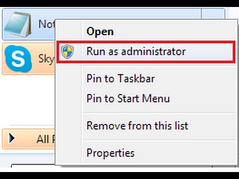 How to run Notepad as admin