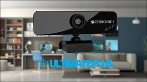 Zeb-Ultimate Plus - USB powered high-resolution web camera. - 5P lens and Full HD 1920x1080 - Built-in mic - Night vision - White auto balance - Control pod for brightness control - Easy to mount clip-on design #zebronics #zebronicsforlife #zebultimateplus #webcamera #highresolutionwebcamera #workfromhome | Zebronics