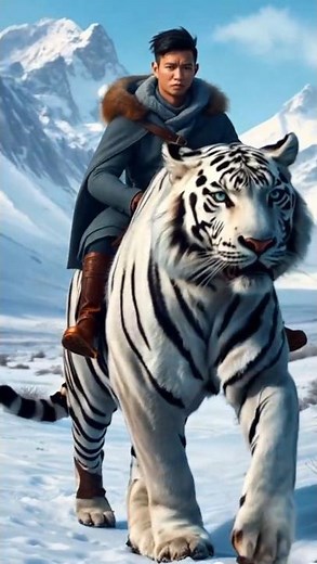 Man Riding a White Tiger. #whitetigerrider #usa #animals #wildlifebattle #american