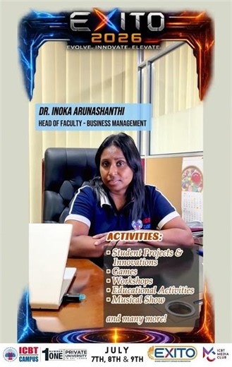 Ms. Inoka Arunashanthi sharing her thoughs on ICBT EXITO Exhibition 2026