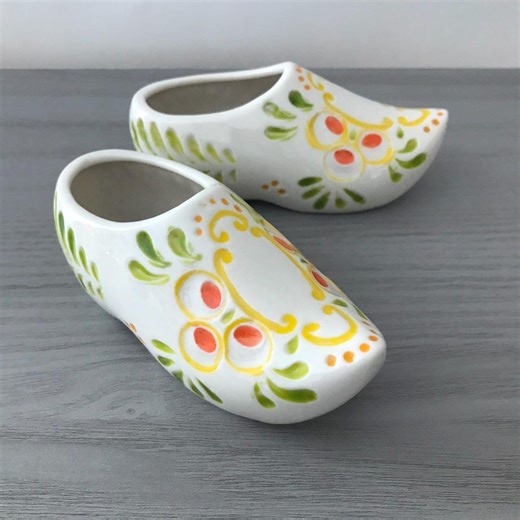Vintage Hand‑painted Artist Signed Dutch Style Ceramic Clogs - Etsy