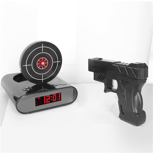 Electronics Desk Clock Digital Gun Alarm Clock Gadget Target Laser Shoot For Children’s Alarm Clock Table Awakening