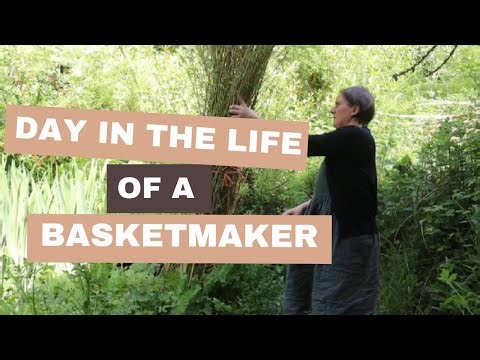 Day in the life of a basket maker. Making frames, hoops and stripping bark featuring Willow the cat.